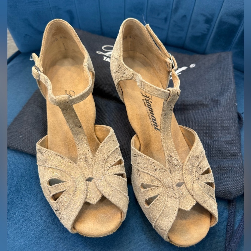 Diamant Ballroom Dance Shoes Bronze Suede UK 4.5 (Fits US 6.5)